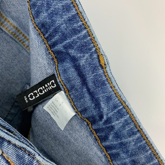 H&M Jeans Straight Leg Ankle Fray Hem Blue Denim Stretch - Picture 3 of 9